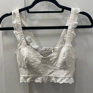 For Love & Lemons White Lace Crop Top